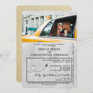 Champagne New York City Passport Wedding Einladung