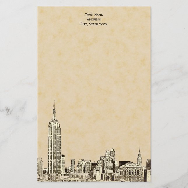 Champagne NYC Skyline Etched 01 Stationery Briefpapier (Vorderseite)
