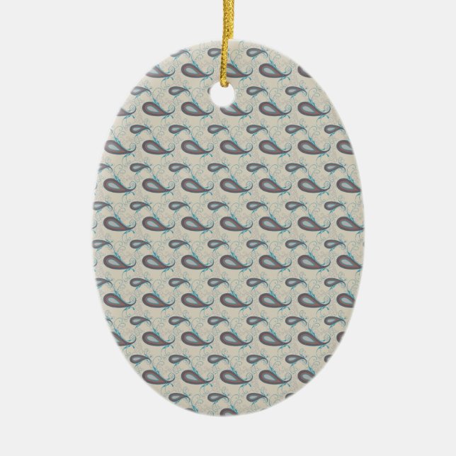 Champagne Paisley Pattern Keramikornament (Vorne)