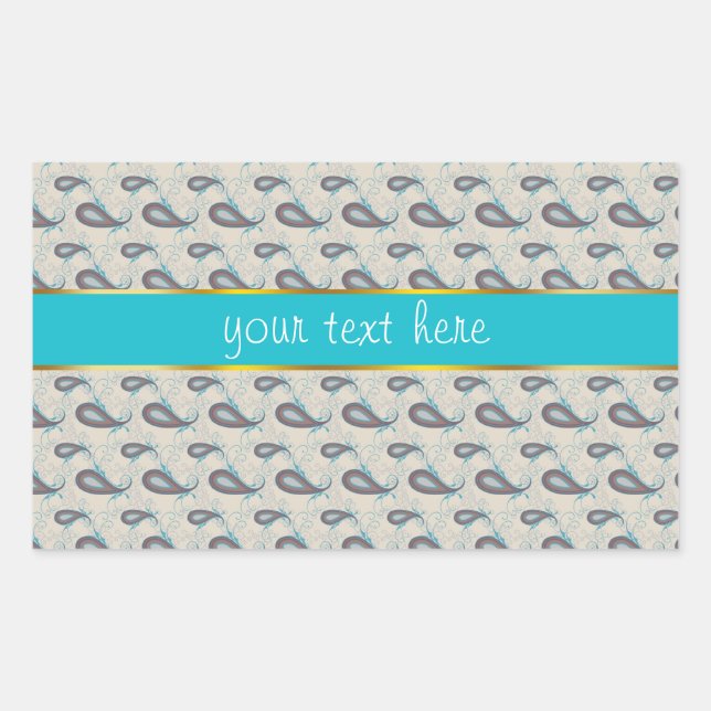 Champagne Paisley Pattern Rechteckiger Aufkleber (Vorderseite)