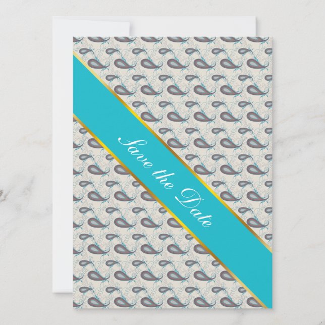 Champagne Paisley Pattern Save The Date (Vorderseite)