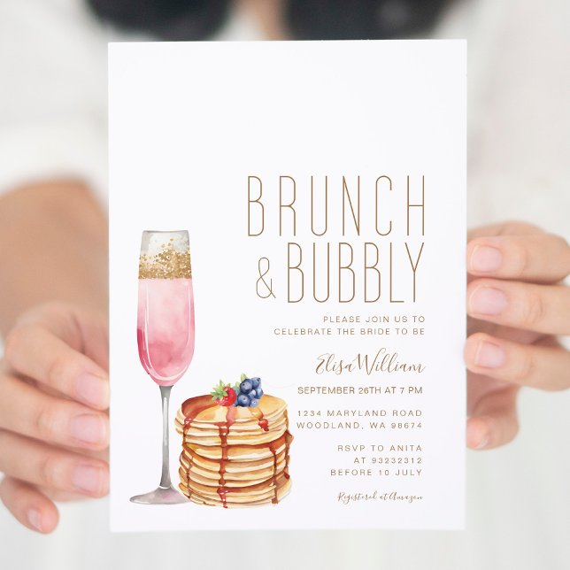 Champagne Pancake Brunch & Bubbly Brautparty Einladung (Von Creator hochgeladen)