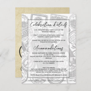 Champagne Paris Passport Wedding Begleitkarte