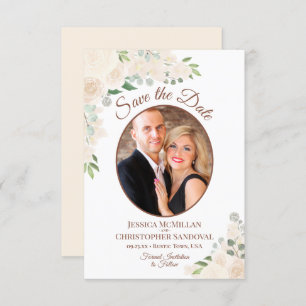 Champagne Peach Boho Oval Foto Hochzeit Save The Date