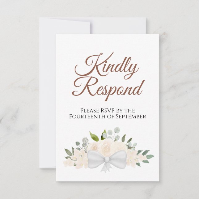 Champagne Peach Floral Kindly Respond Wedding RSVP Karte (Vorderseite)