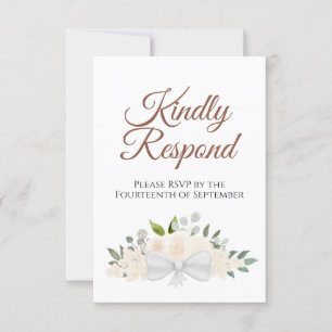 Champagne Peach Floral Kindly Respond Wedding RSVP Karte