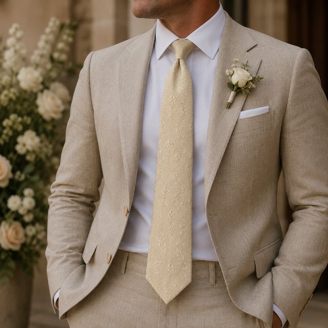 Champagne Pearl Botanical Jacquard Krawatte (Von Creator hochgeladen)
