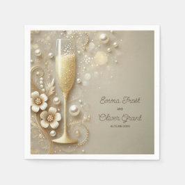 Champagne & Pearl Elegant Wedding Shower Serviette