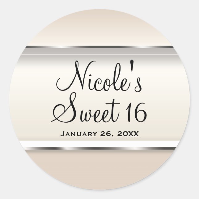 Champagne Pearl Shimmer Chic Wedding Party Gefalle Runder Aufkleber (Vorderseite)