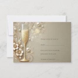 Champagne & Pearl Wedding Shower RSVP Karte