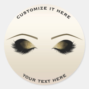 Champagne Perl Schimmer Make-up Wimpern Glamour Runder Aufkleber