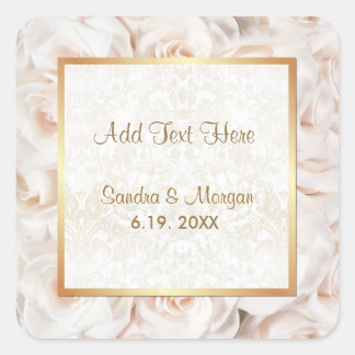 Champagne Pink Rose Elegance Quadratischer Aufkleber