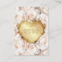 Champagne Pink Rose Floral Wedding RSVP