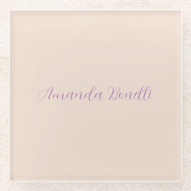 Champagne Pink Schlicht Einfach Minimalistisch mod Glasuntersetzer (Vorderseite)