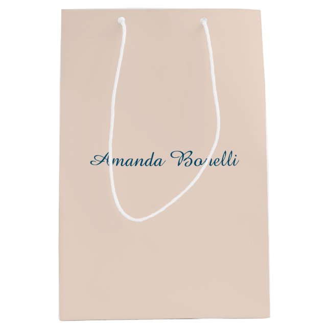 Champagne Pink Schlicht Einfach Minimalistisch mod Mittlere Geschenktüte (Vorderseite)