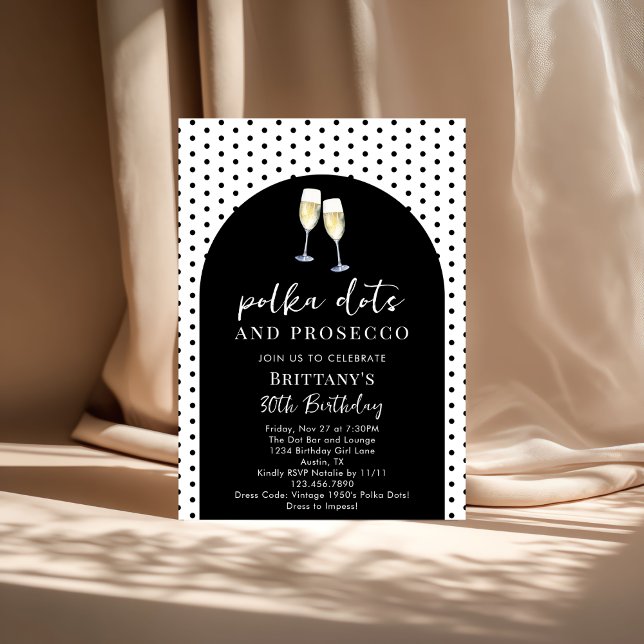 Champagne Polka Dots and Prosecco Birthday Party Einladung (Von Creator hochgeladen)
