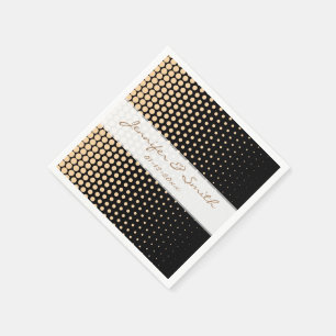 Champagne Polka Dots Modern Black Serviette