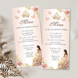 Champagne Princess Dress Quinceañera Geburtstag Menükarte