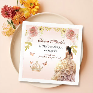 Champagne Princess Dress Quinceañera Geburtstag Serviette
