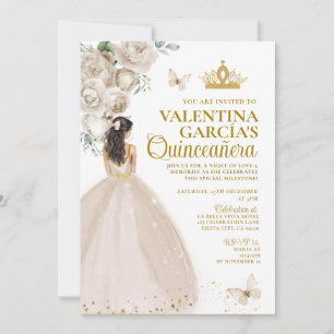 Champagne Quinceañera 15 Anos Blume Goldkrone Einladung