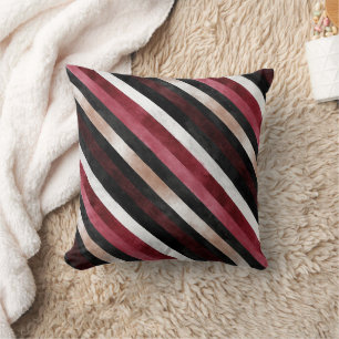 Champagne Rosa Burgund Rot Schwarz Streifen Kissen