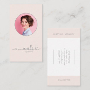 Champagne-Rosa minimalistischer Schriftfont Nagelt Visitenkarte