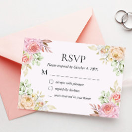 Champagne Rose Chic Wedding RSVP Card Dankeskarte