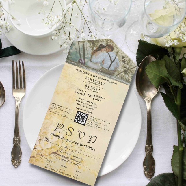 Champagne Sakura Cheroms Foto QR All In One Einladung (Von Creator hochgeladen)