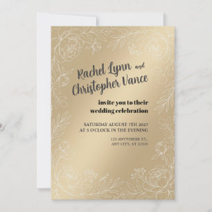 Champagne-Satin-Hochzeitseinladung mit botanischem Einladung