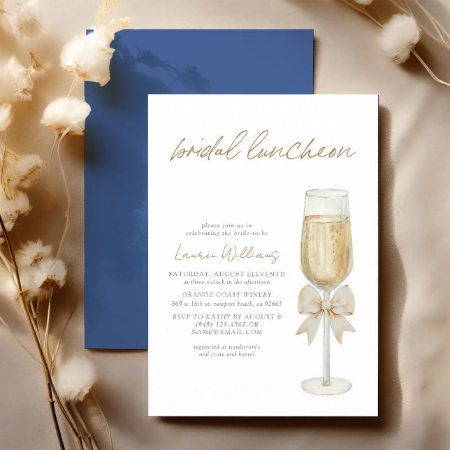 Champagne-Schale-Script-Braut-Lunch Einladung (Von Creator hochgeladen)
