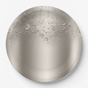 Champagne Schimmer Flat Butterfly Sweet 16 Party Pappteller