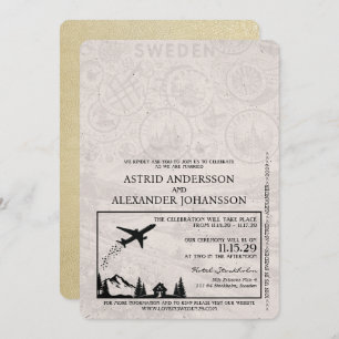 Champagne Schweden Pass Einladung Hochzeit