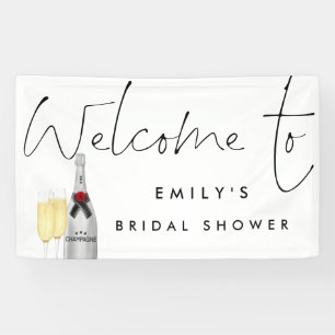 Champagne Script White Welcome Brautparty Banner