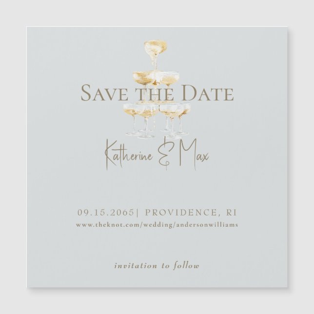 Champagne Seafoam Wedding Save the Date Magnetic Magnetkarte (Vorderseite)