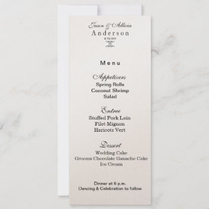Champagne Shimmer Menu Card für Hochzeiten & Galas Einladung