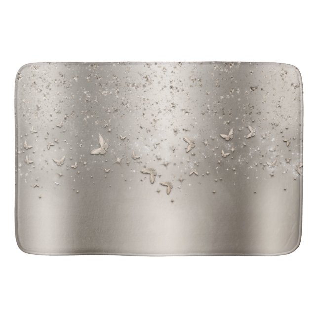 Champagne Shimmer Sparkle Flutter Butterfly Badematte (Vorderseite)