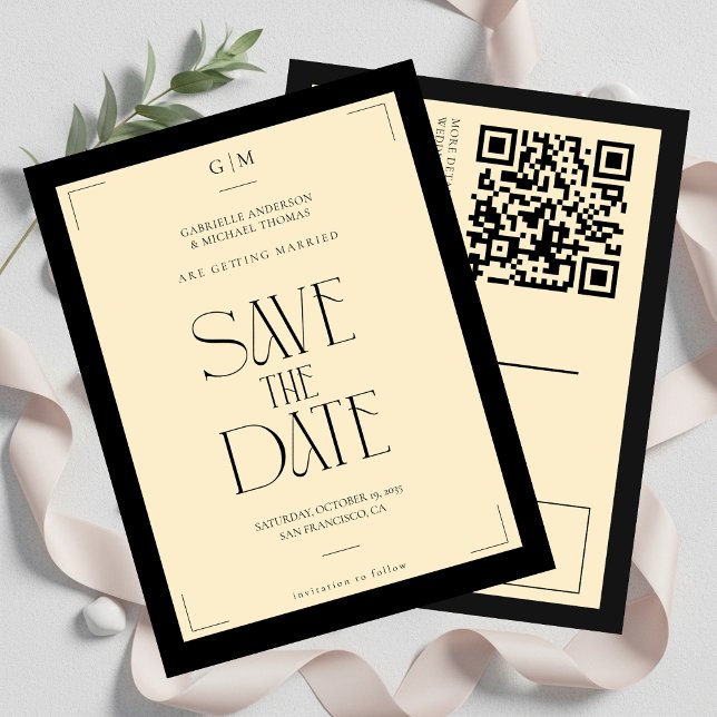 Champagne Silk Cream Art deco Save The Date  Postkarte (Von Creator hochgeladen)