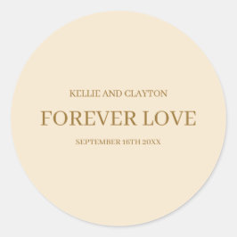 Champagne Simple Wedding Classic Round Sticker