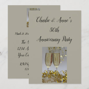 Champagne & Streamers Jubiläums-Party-Einladung Einladung