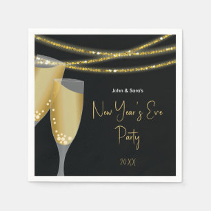 Champagne & Streicher aus Gold  Silvester - Party Serviette