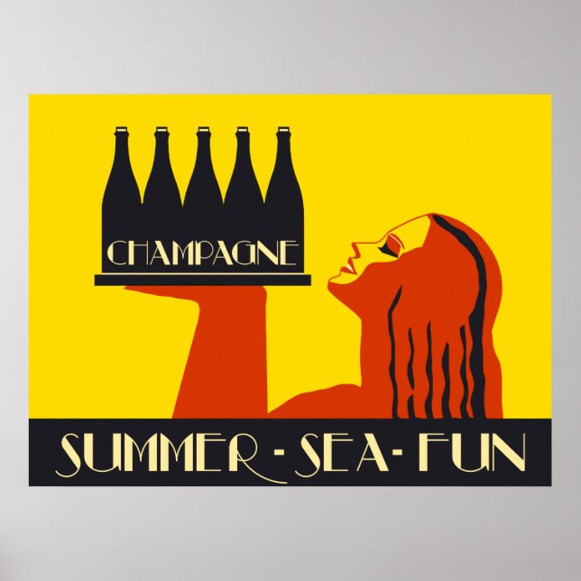 Champagne Summer Sea Fun Poster (Vorne)