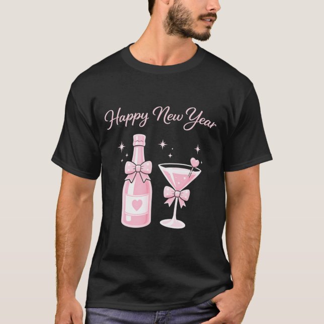 Champagne Swea Martini Coquette Happy New Year Par T-Shirt (Vorderseite)