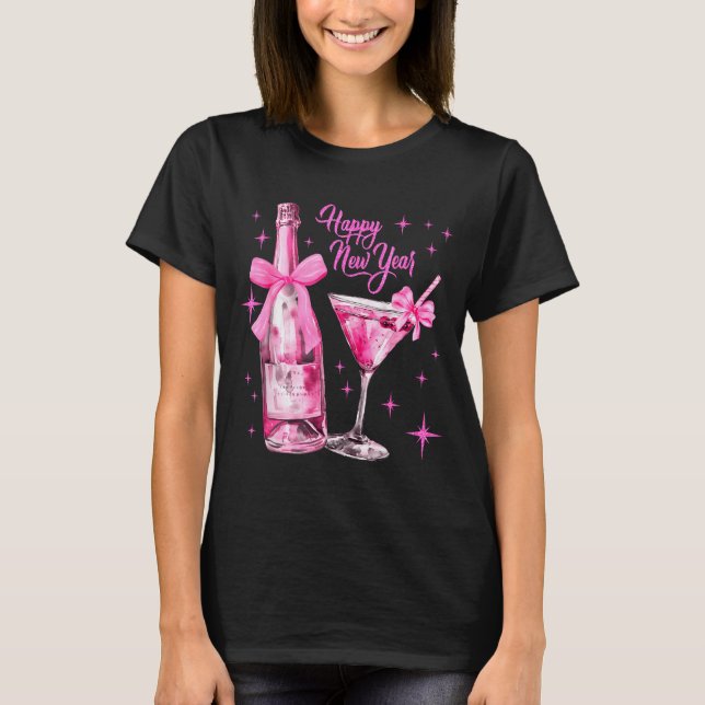 Champagne Swea Martini Coquette Happy New Year Par T-Shirt (Vorderseite)