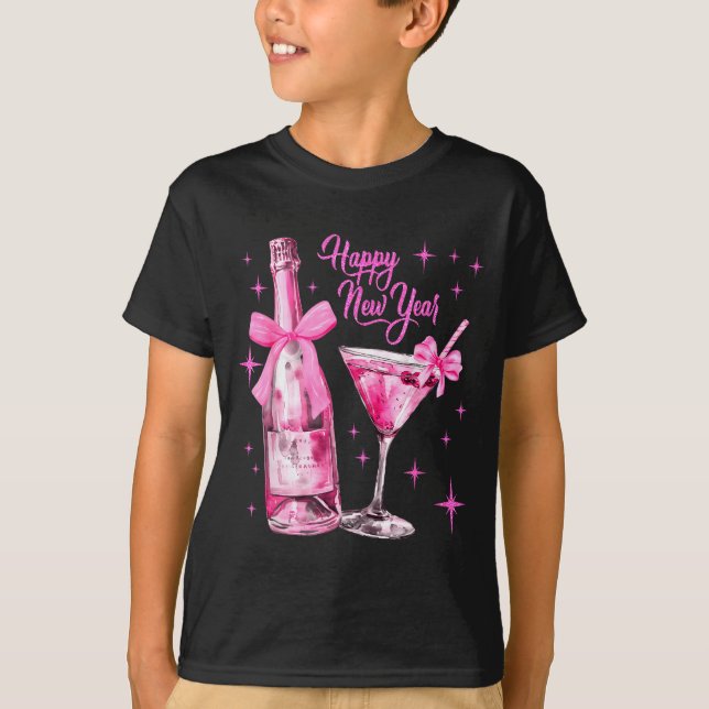 Champagne Swea Martini Coquette Happy New Year Par T-Shirt (Vorderseite)