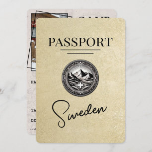 Champagne Sweden Passport Save the Date