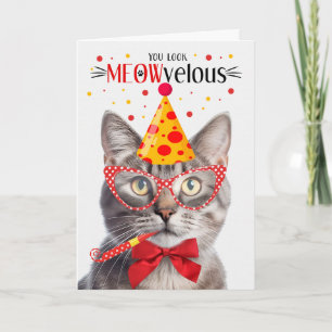 Champagne Tabby Cat MEOWvelous Birthday Karte