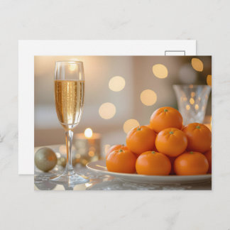 Champagne, Tangerines Festive Party Table Postkarte