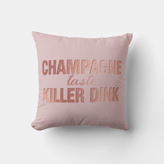 Champagne Taste Killer Dink - Rose Gold Pickleball Kissen (Vorderseite)