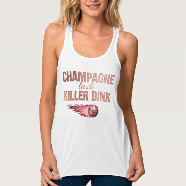 Champagne Taste Killer Dink - Rose Gold Pickleball Tank Top (Vorderseite)