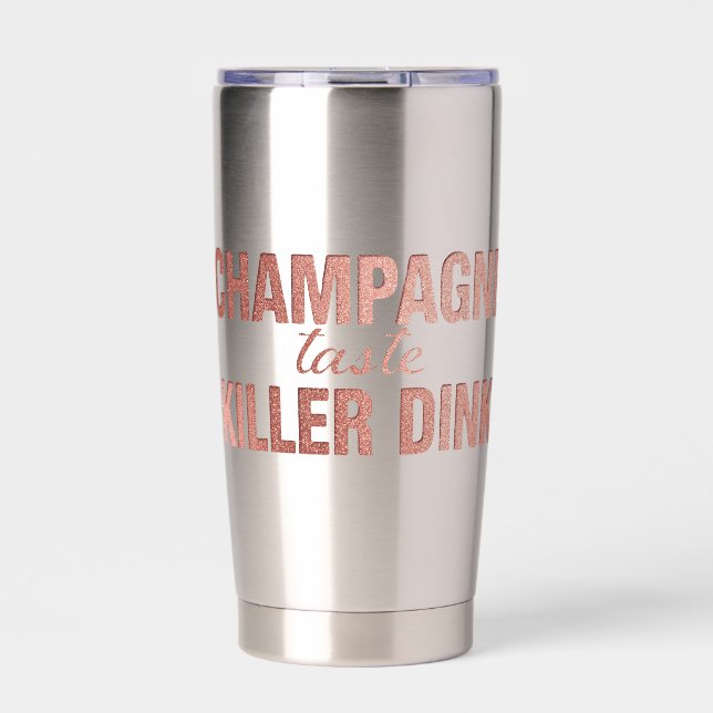 Champagne Taste Killer Dink - Rose Gold Pickleball Thermobecher (Vorderseite)